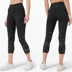 Lululemon Speed Wunder Mid Rise Crop 23" *Speckle Shine Black Silver 4